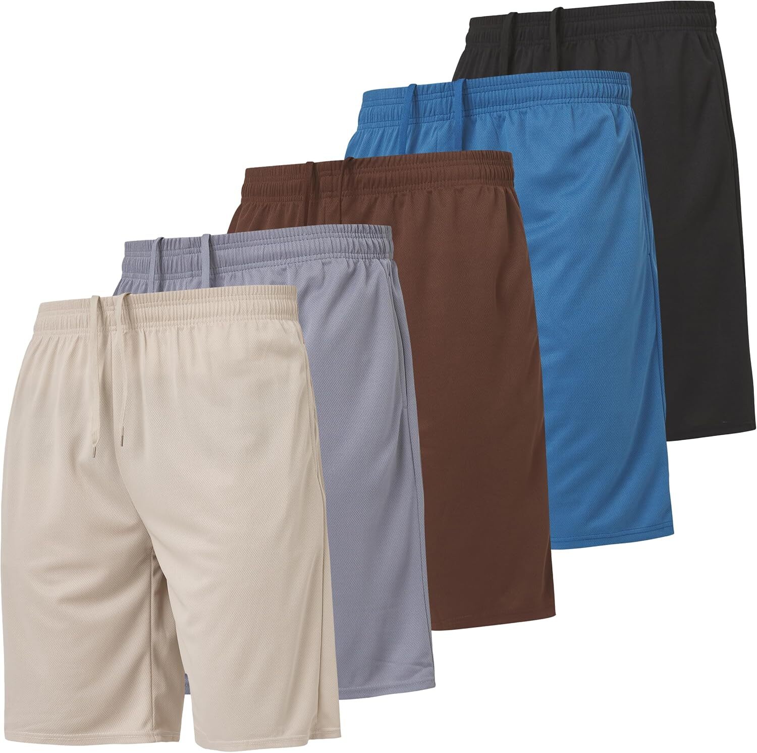 5Pack Mens Athletic Gym Shorts Quick Dry Workout Basketball Running Shorts SM-5X