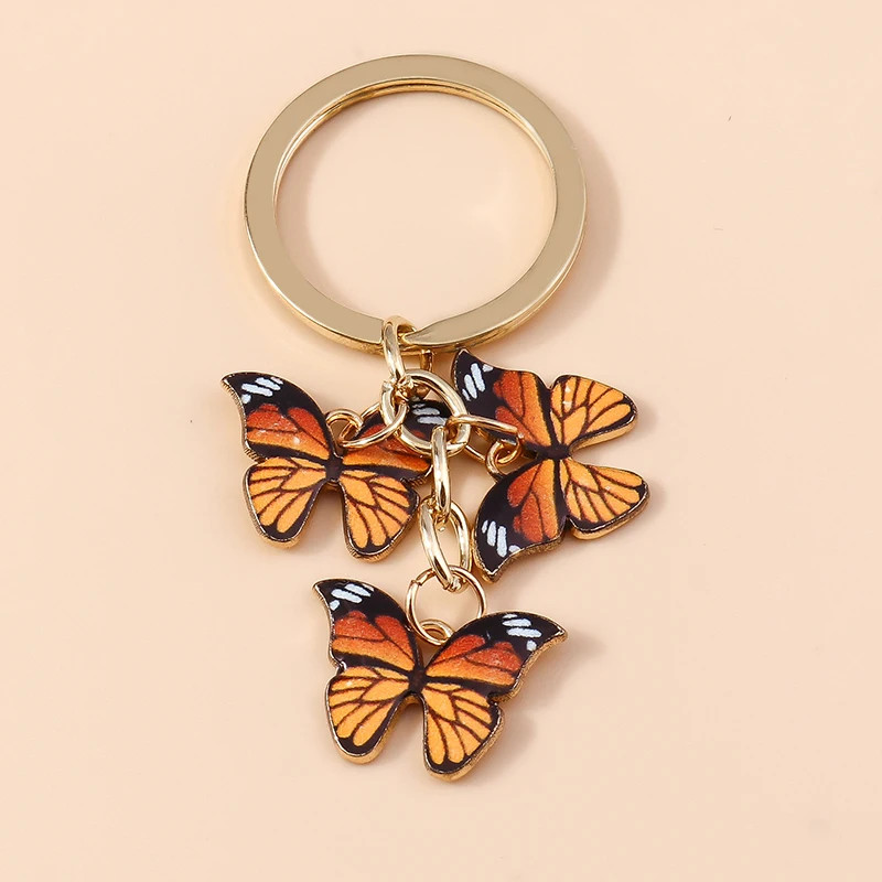 Cute Colorful Butterfly Keychains Enamel Animal Keyrings Souvenir Gift for Women