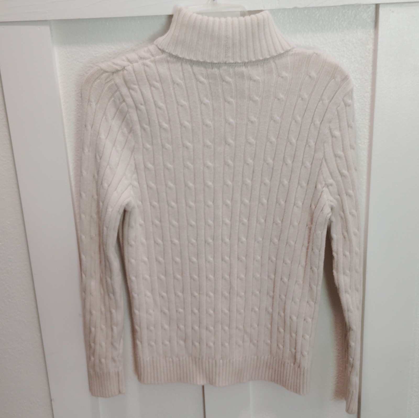 Jeanne Pierre 100% Cotton Pink Solid Cable-Knit Turtleneck Pullover Sweater M