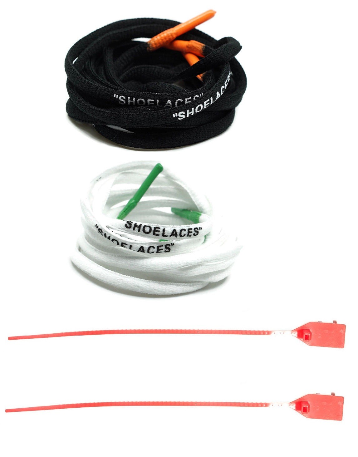 FAST SHIPPING “SHOELACES” Printed oval Laces Off-White Silicone TIPS “The Ten”