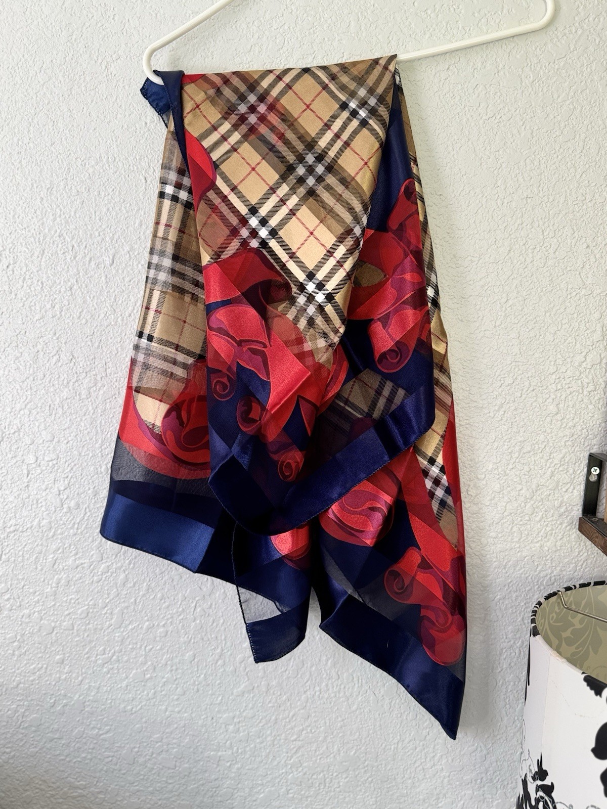 Silk Scarf Women’s Pink Square Floral Pattern (As Is ) please refer to picture