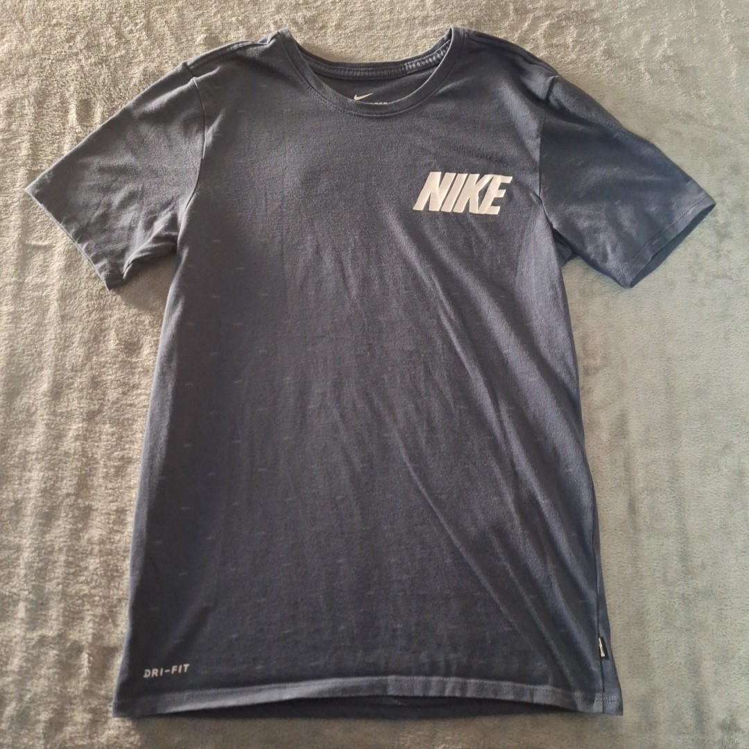 The Nike Tee Shirt Blue Dr-Fit All Over Logo Print Work Size Small