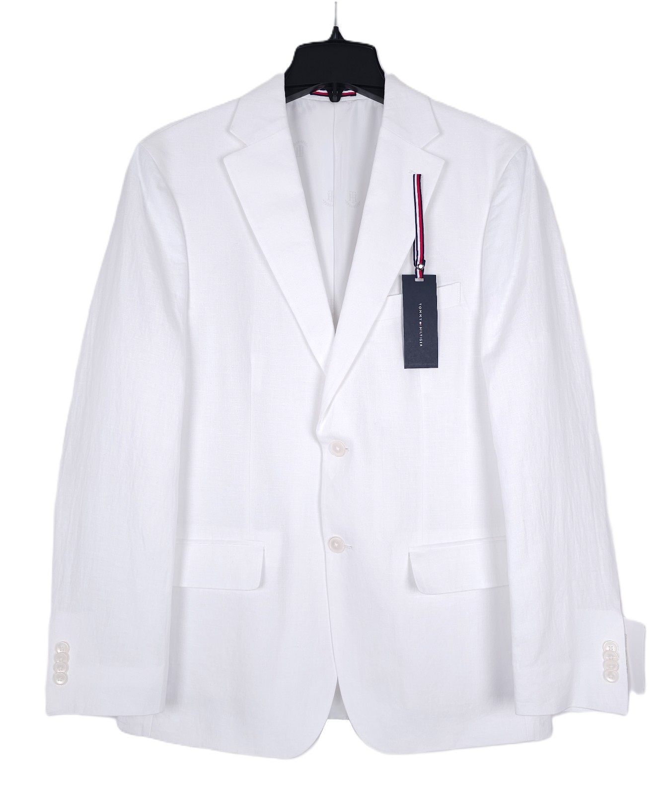 Tommy Hilfiger Mens Modern Fit Linen Sport Coat Blazer 42S White Solid NWT