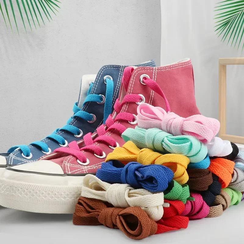 1pair /2PCS Thicken Laces Shoe Athletic String Flat Shoelaces of Sport White Lei