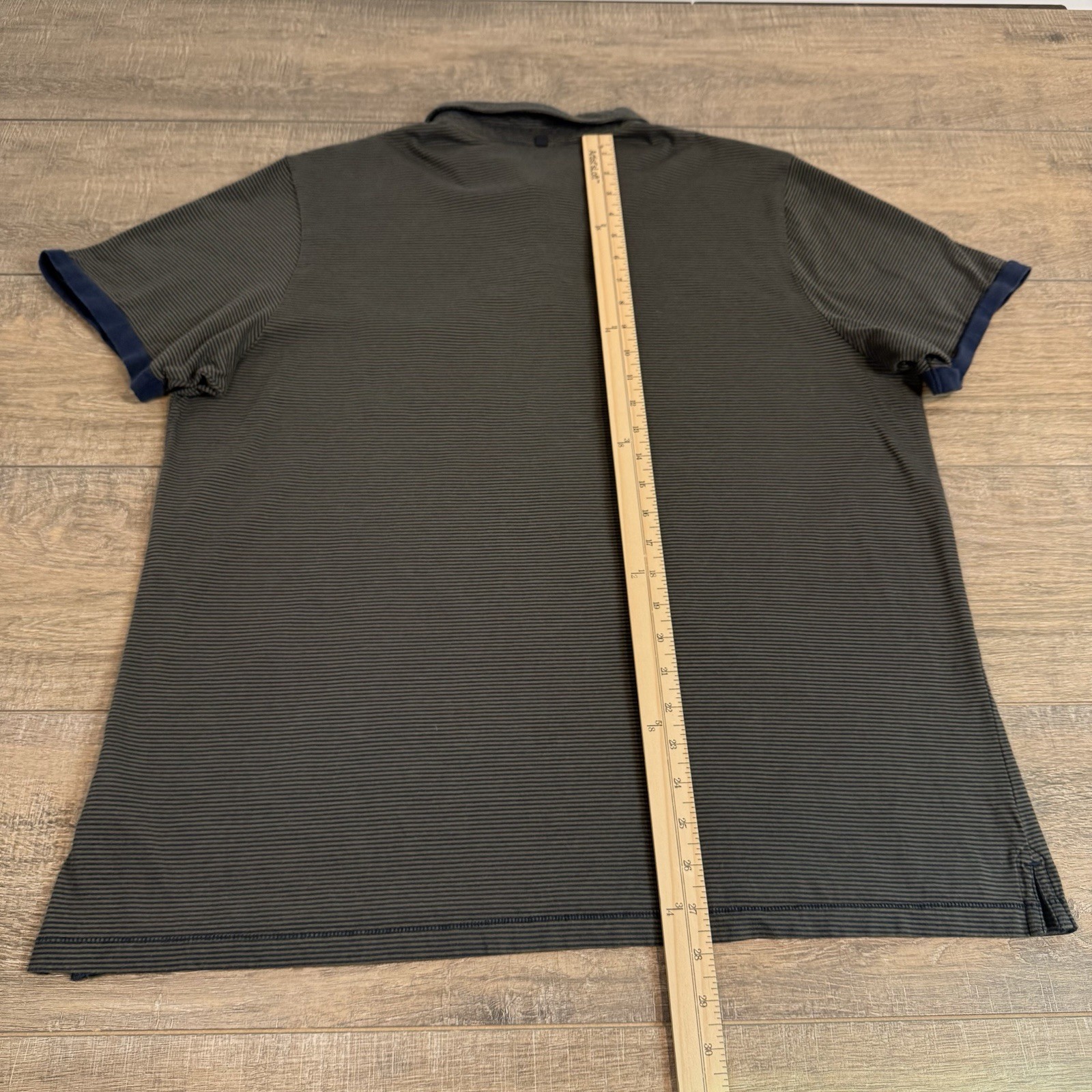 Outerknown Mens Pocket Polo Shirt Size (XL) Organic Cotton Striped Dark Gray B7