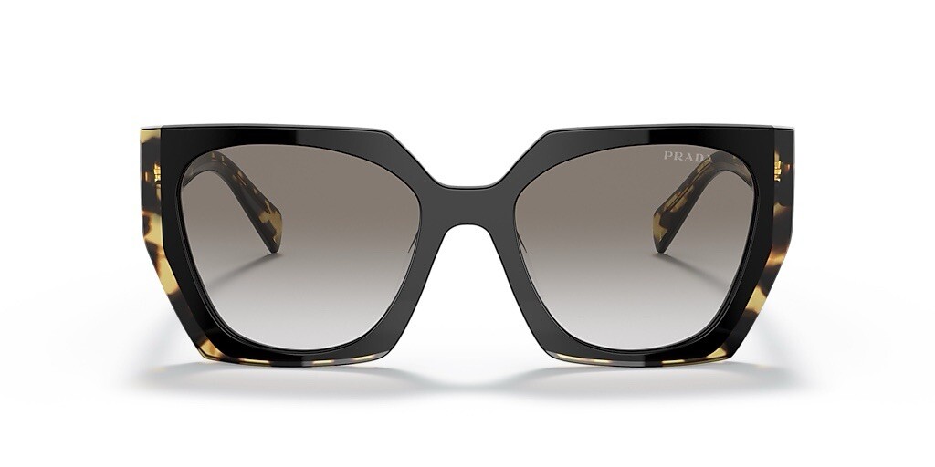 Prada PR 15WS 3890A7 Black Tortoise Grey Gradient Women Sunglasses AUTHENTIC