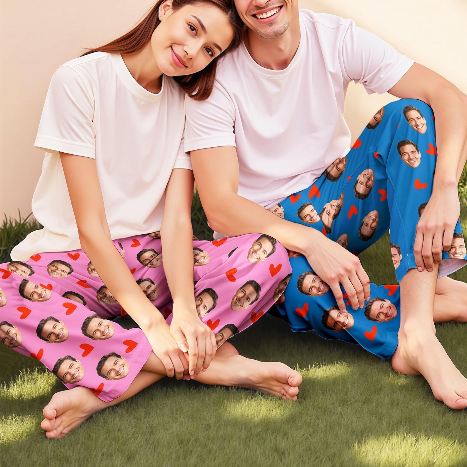 Custom Face Pajama Pants, Personalized Photo Gift for Him, Her & Couples