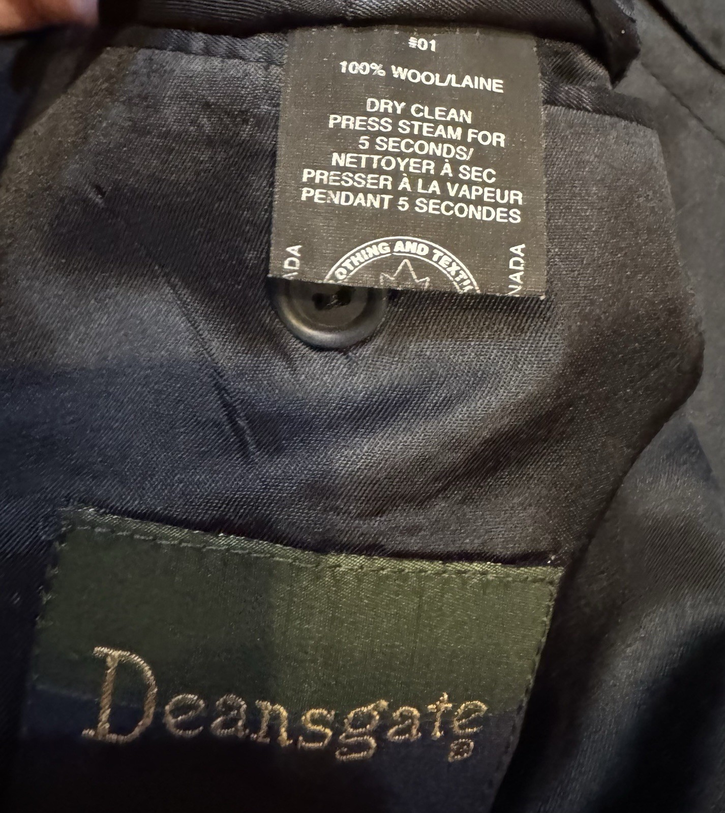 Deansgate Men’s 48R Black Wool Sport Coat Blazer 2 Button Classic Tailored