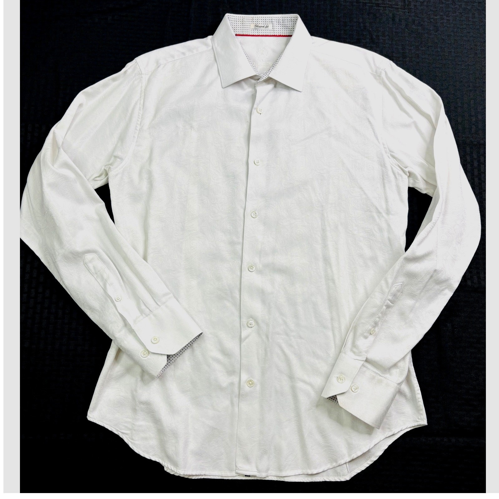 Bugatchi Uomo Julian Tonal Jacquard Shirt, Shaped Fit, White, Men’s Medium