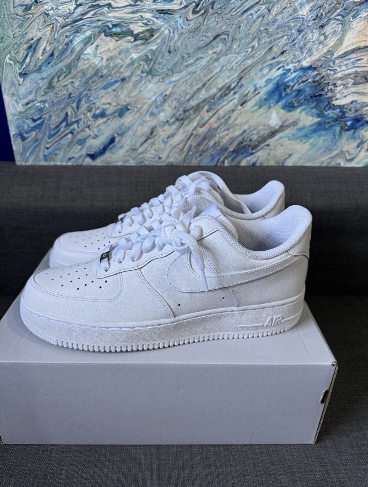 Nike Air Force 1 Low Top Men’s White Lace-Up Sneakers Rubber Outsole