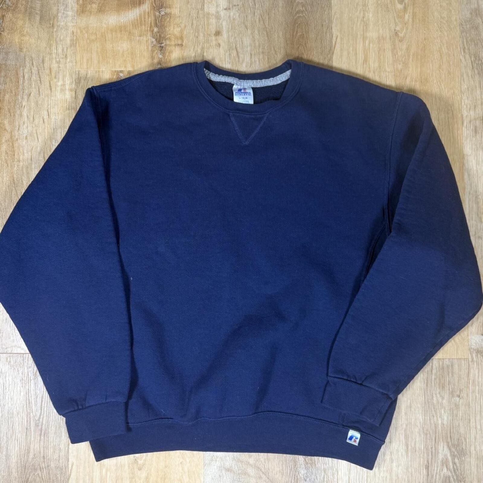Y2K Russell Athletic Blank Crewneck – Navy (L)**