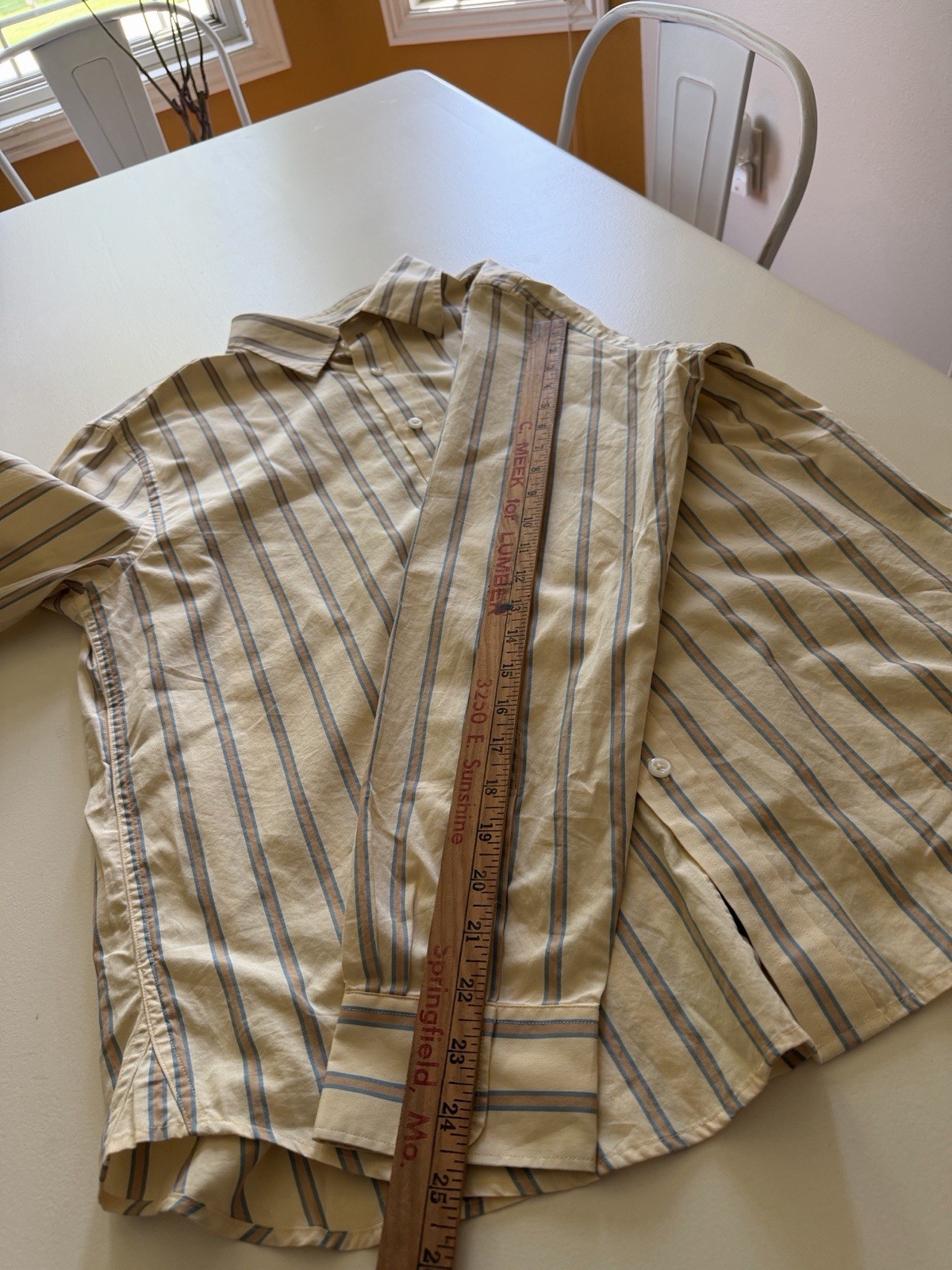 Todd Snyder Cream Khaki With Tan Stripe Dress Shirt Sz M. Box24