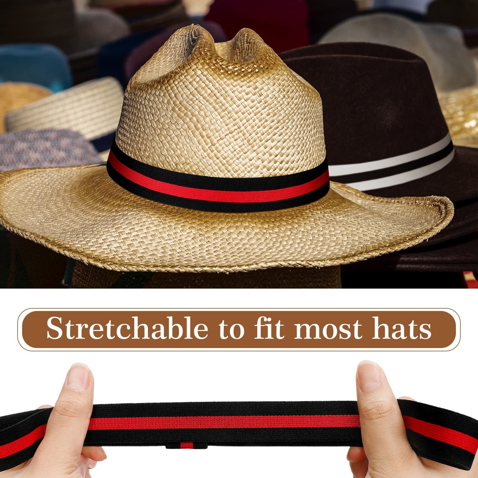 12 Pieces Stretchable Hat Band Ribbon Panama Hat Band Western Cowboy Hat Band…