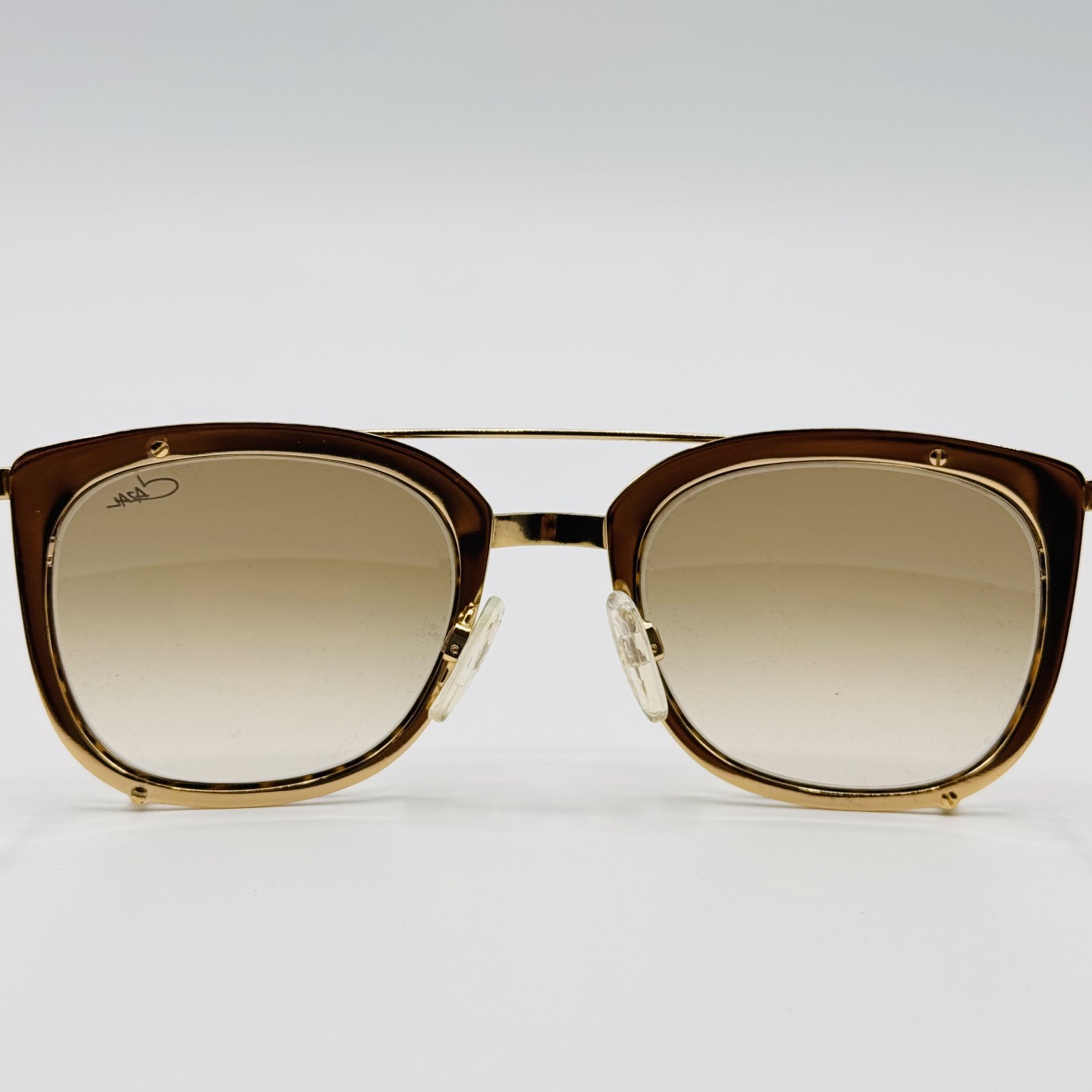 Cazal Sunglasses 9077 002 Gold Leopard Print Frame Brown Gradient Lens 50mm NEW