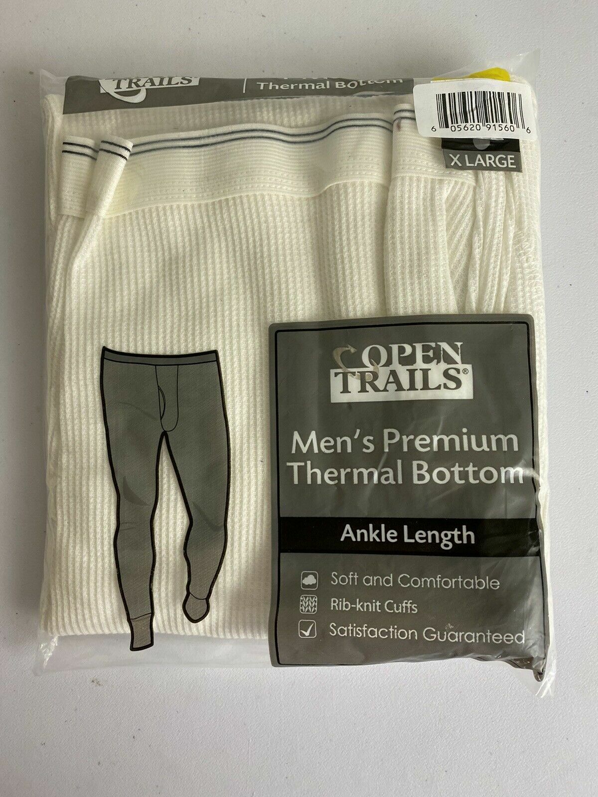 Open Trails Premium Men Thermal Bottoms Size 2XL White or Gray Long Johns