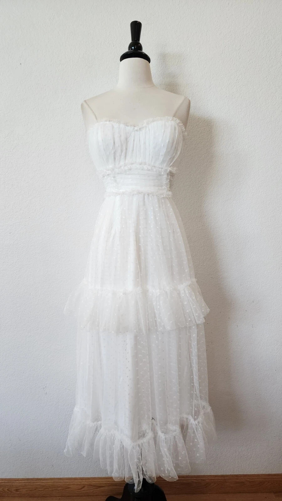 New Anthro Midi Dress New Size Small XS White Mesh Strapless Wedding Bridal