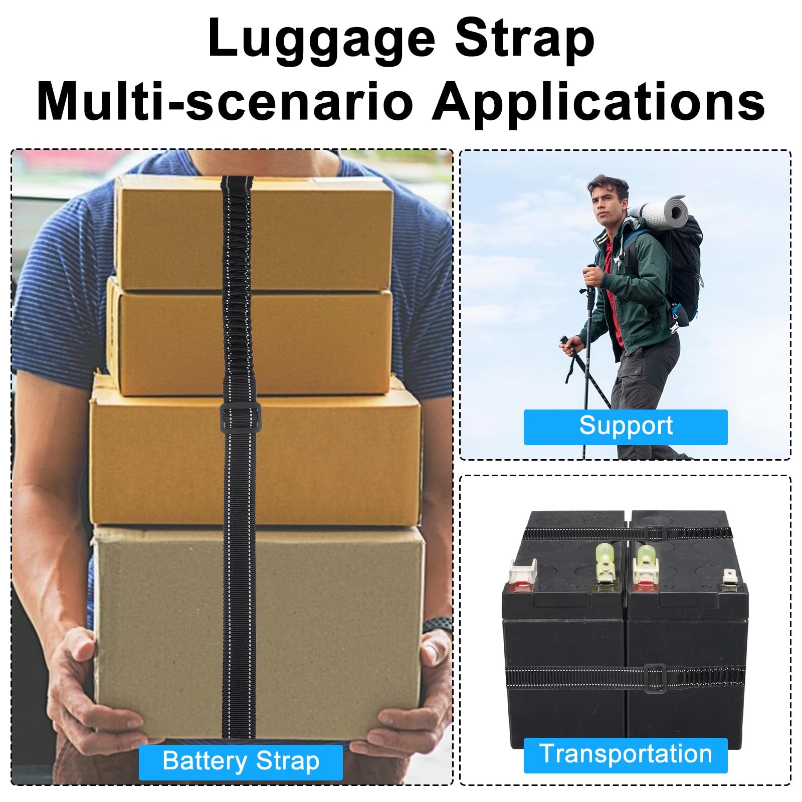 2Pc Luggage Connector Strap Add-A-Bag Metal Buckle Suitcase Belt Adjustable