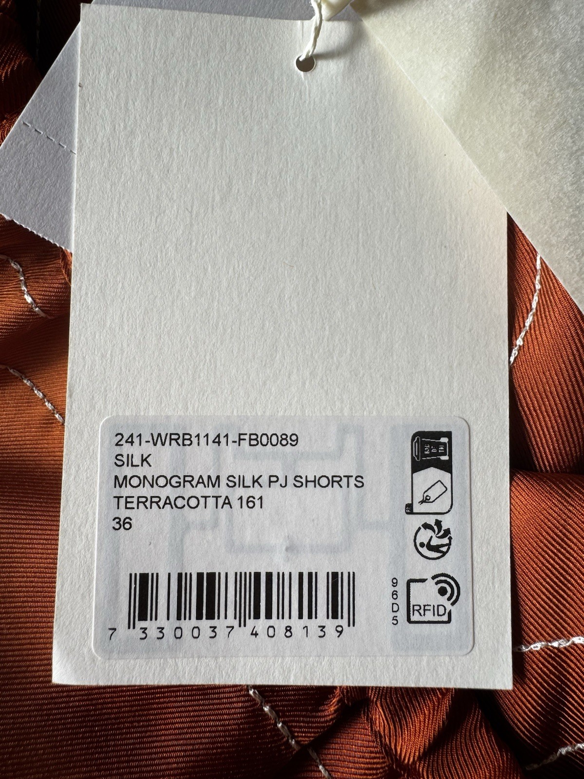 Toteme Monogram Silk PJ Inspired Shorts Terracotta Women’s 36 (4)