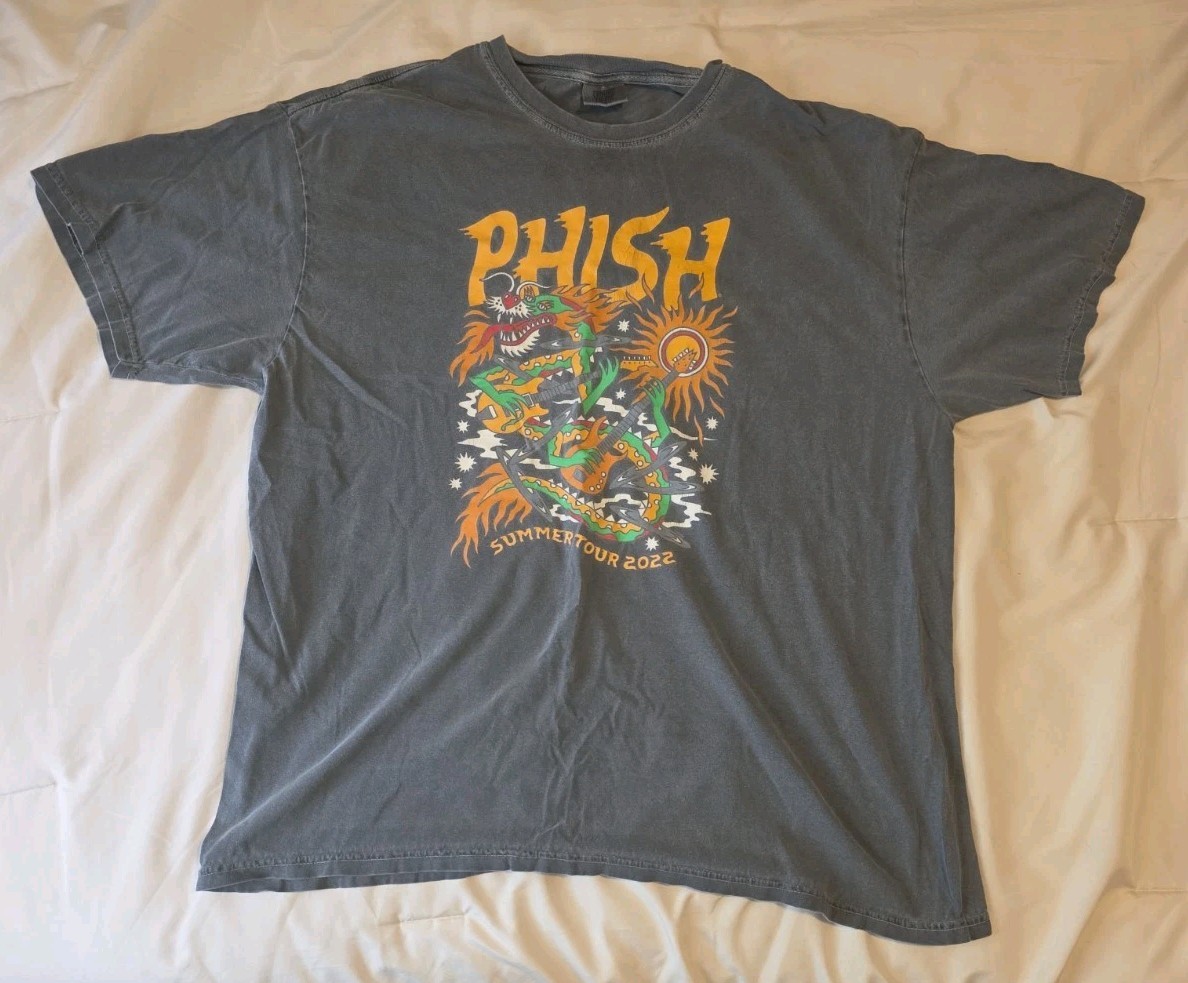Phish Summer Tour 2022 Shirt 2XL Comfort Colors Pepper Gray Dragon Concert Tee