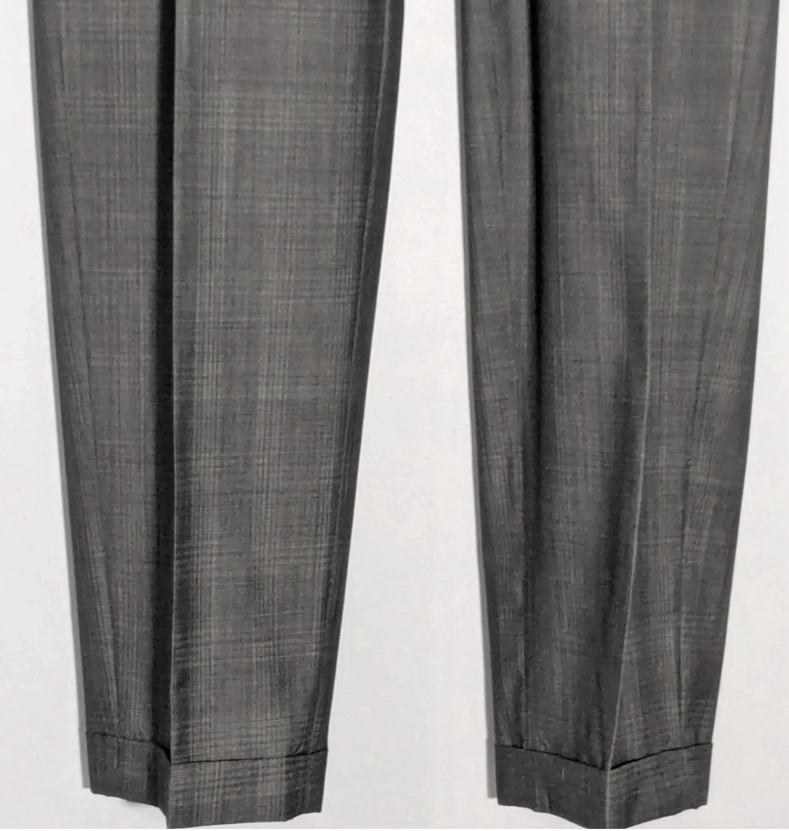 Hart Schaffner Marx Suit Mens 44L Gray Plaid 2 Button Wool Pleated Pants