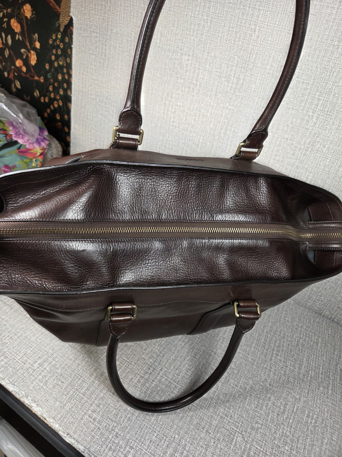 COACH Bleecker Weekend XL Leather Tote Bag Dark Brown RARE COLOR Style# 70487
