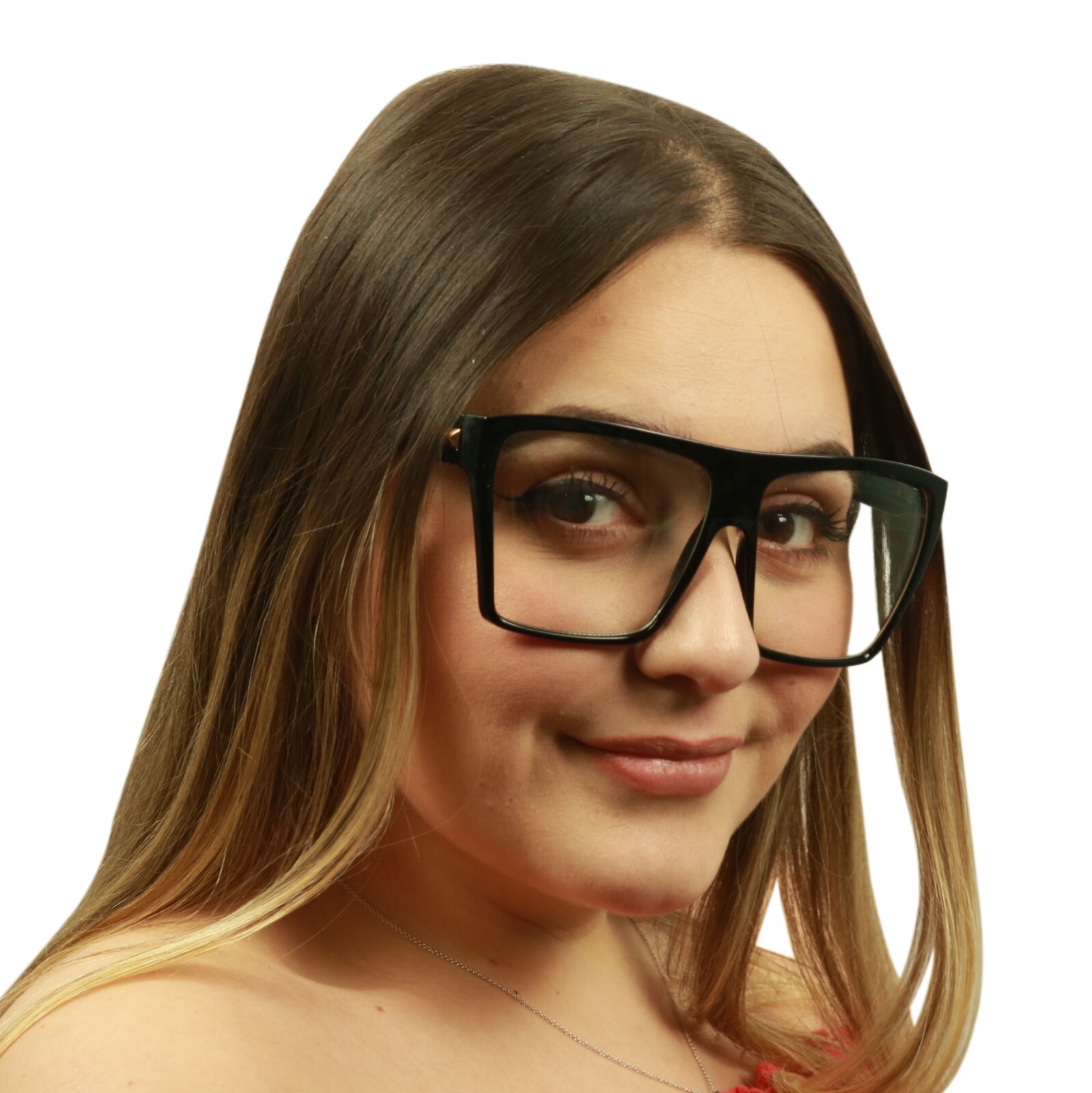 Flat Top Kim K Trapezoid Clear Lens UV400 Sunglasses Retro Chunky Thick