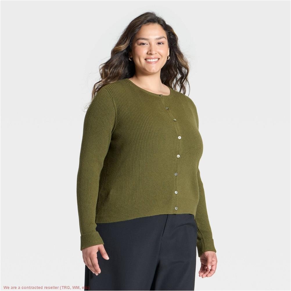 Women’s Ribbed Cuff Cardigan Sweater – A New Day Olive 2X *SEE DEAL!!!*