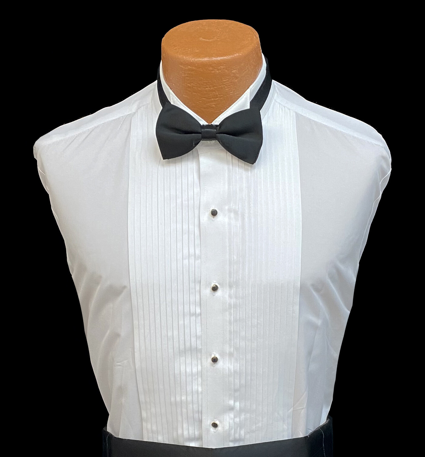Men’s Fitted White Tuxedo Shirt Slim Formal Wing Collar 1/4 Inch Pleated Front