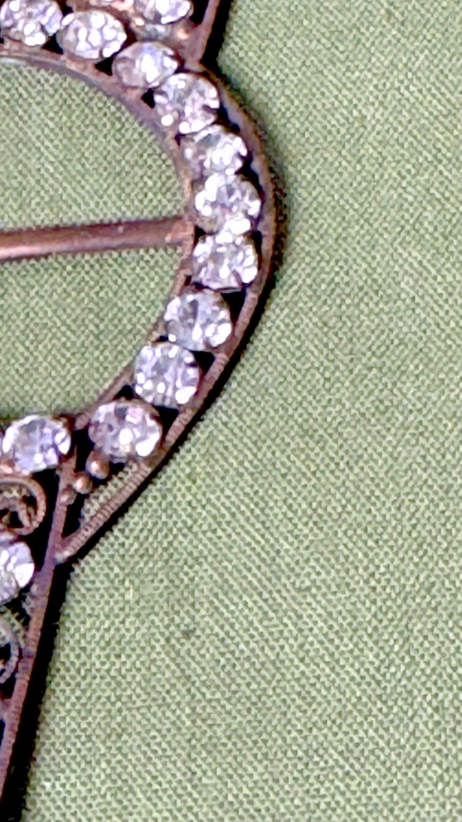 Antique 1920s Czech Buckle Slide Clear Paste Prong Set Rhinestones Sash Ornament
