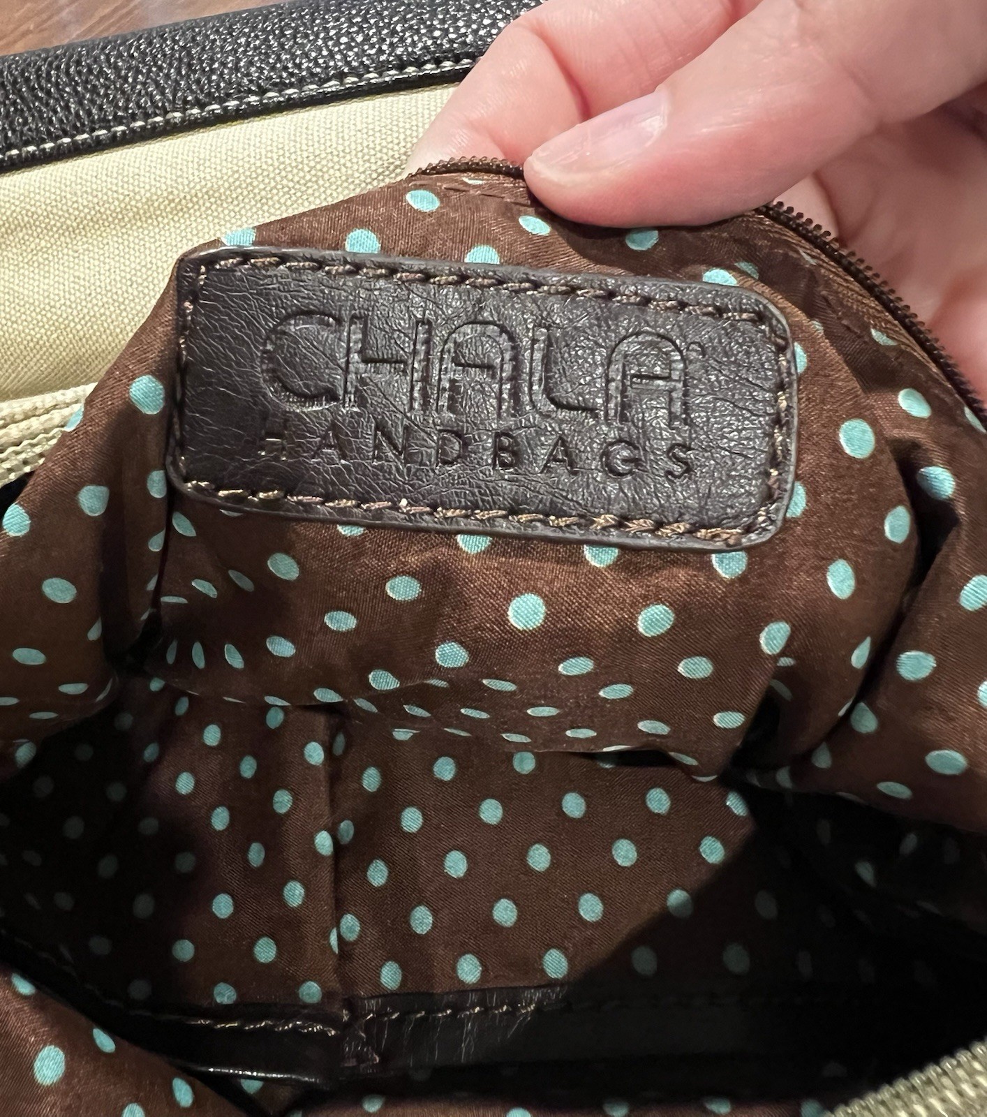 CHALA Bird Applique Crossbody Canvas Bag Zip Closure Beige/Black/Blue/Gold