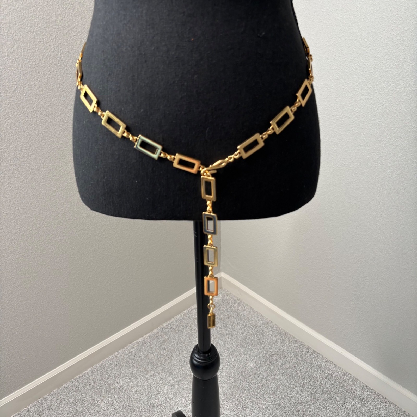 Lauren Ralph Lauren Gold Tone Herringbone Link Belt Preppy 19 in