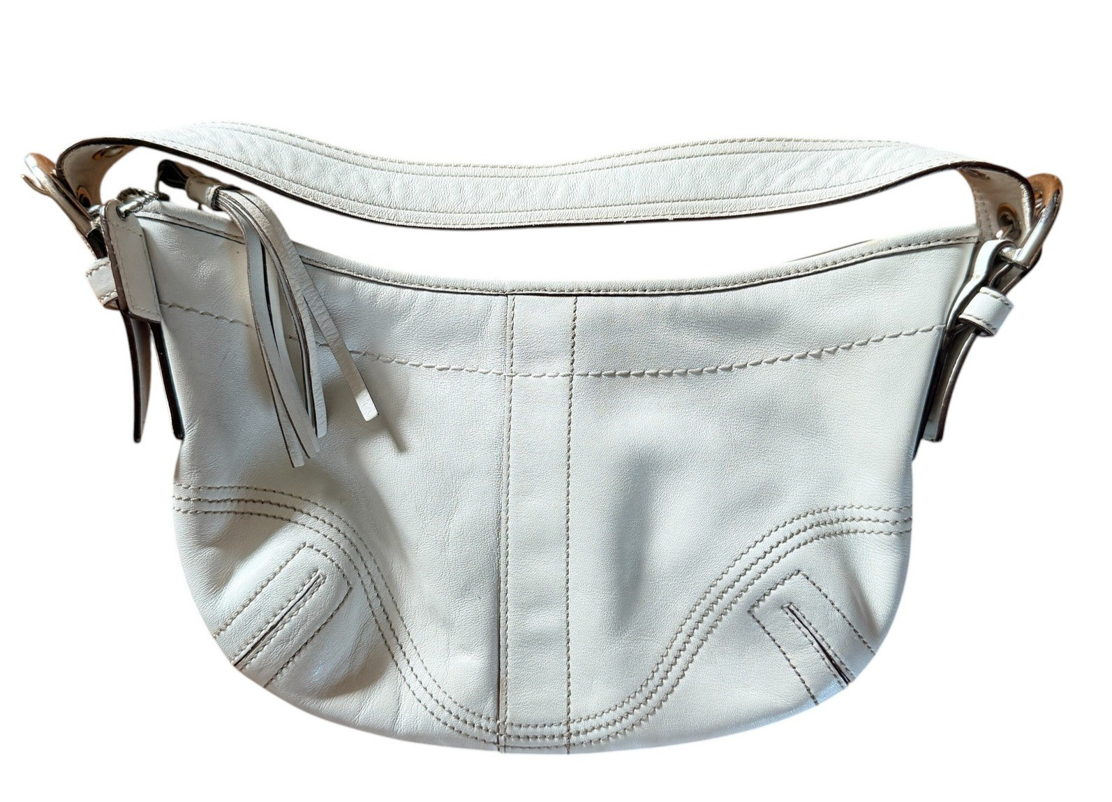 Coach Soho White Leather Hobo Bag Vintage Shoulder Purse K05S-8A01