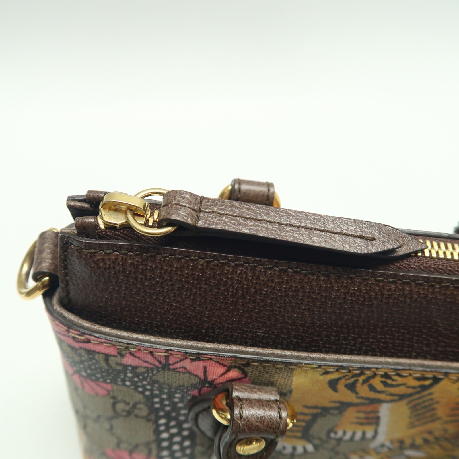 Gucci Blooms Brown GG Bengal Tiger Canvas Satchel T10400162