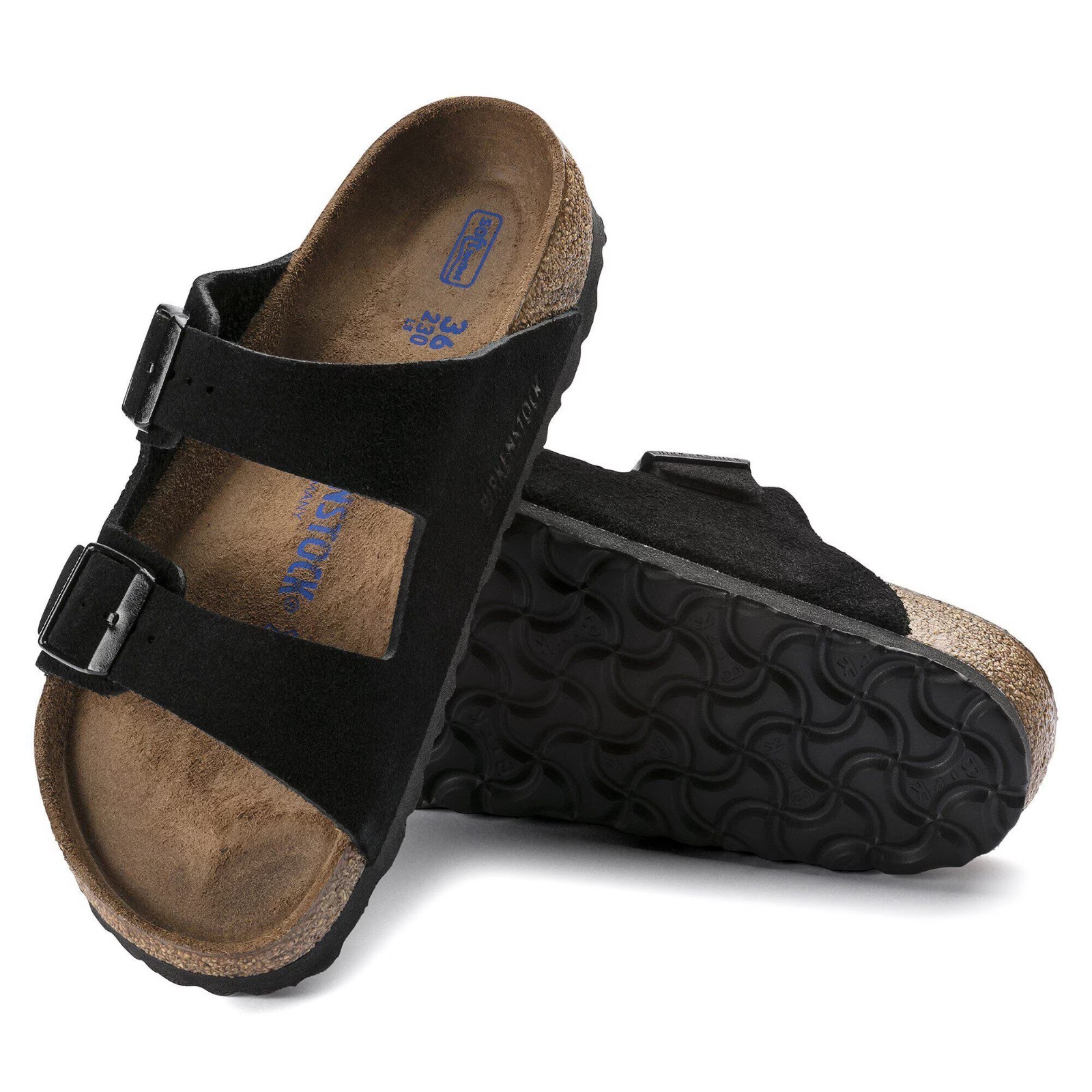 Birkenstock Arizona Soft Footbed Suede Leather Black Sandals – NEW