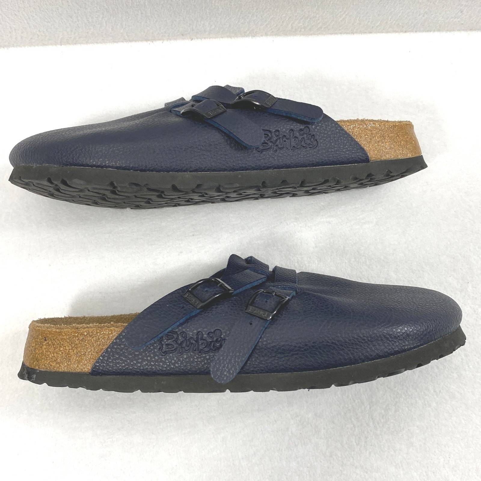 Birkenstock Birki’s Clogs W 9 / M 7 Maria Navy Blue Pebble Double Buckle Leather