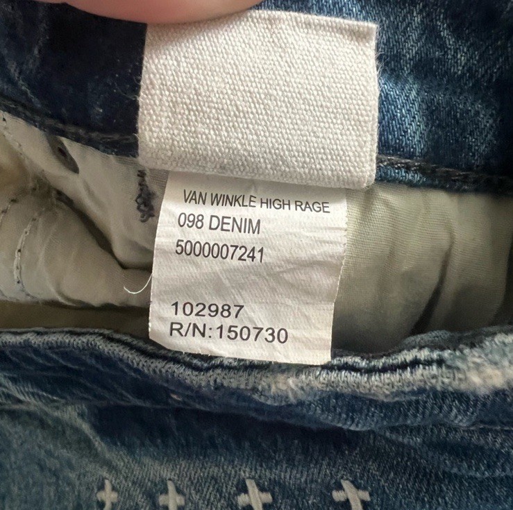ksubi Van Winkle High Rage Distressed Blue Denim Slim Straight Jeans