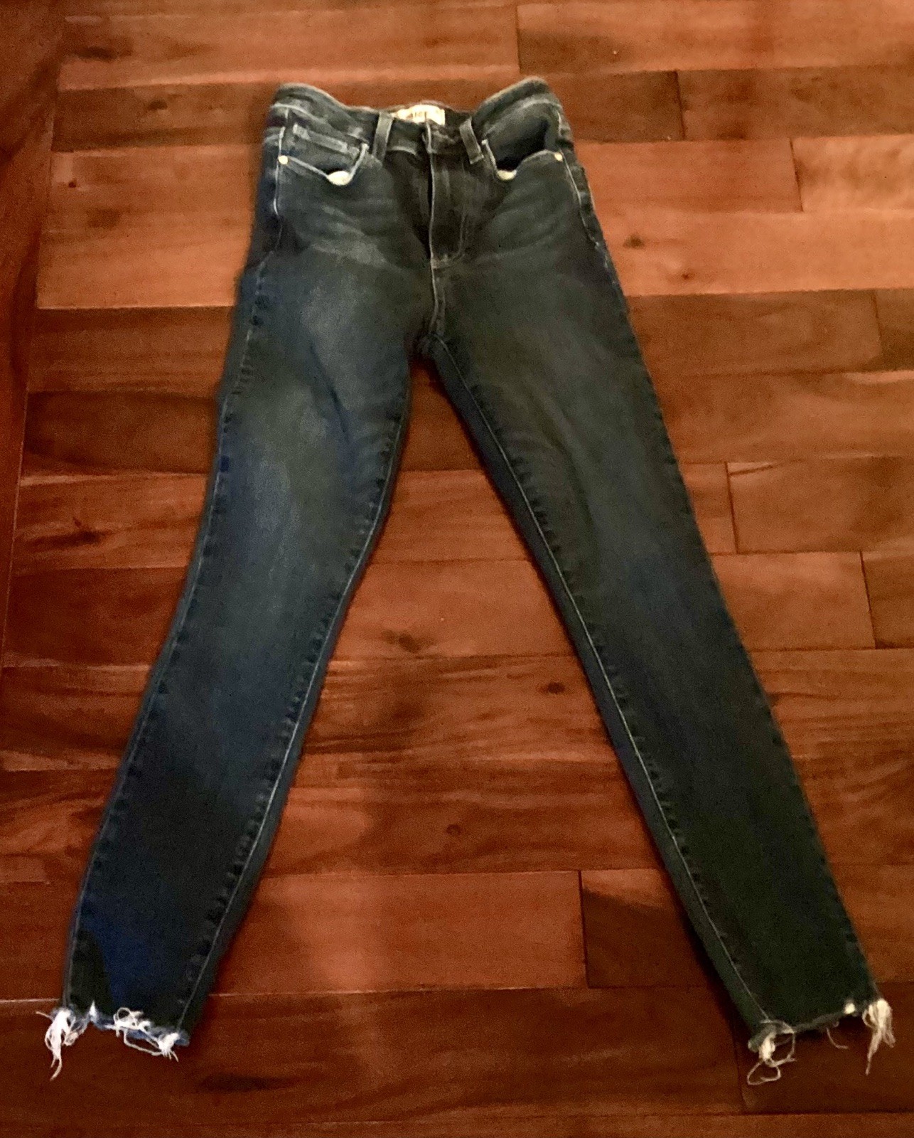 Paige Margot Ankle Jeans Womens 23 Raw Hem, High Rise Skinny Stretch Denim