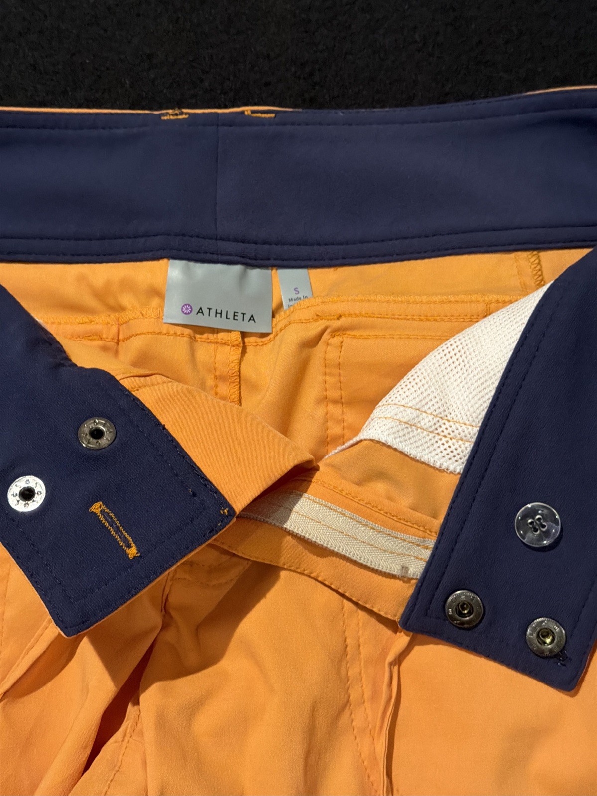 Fabletics Women’s Orange Button Closure Zipper Pockets Size Small