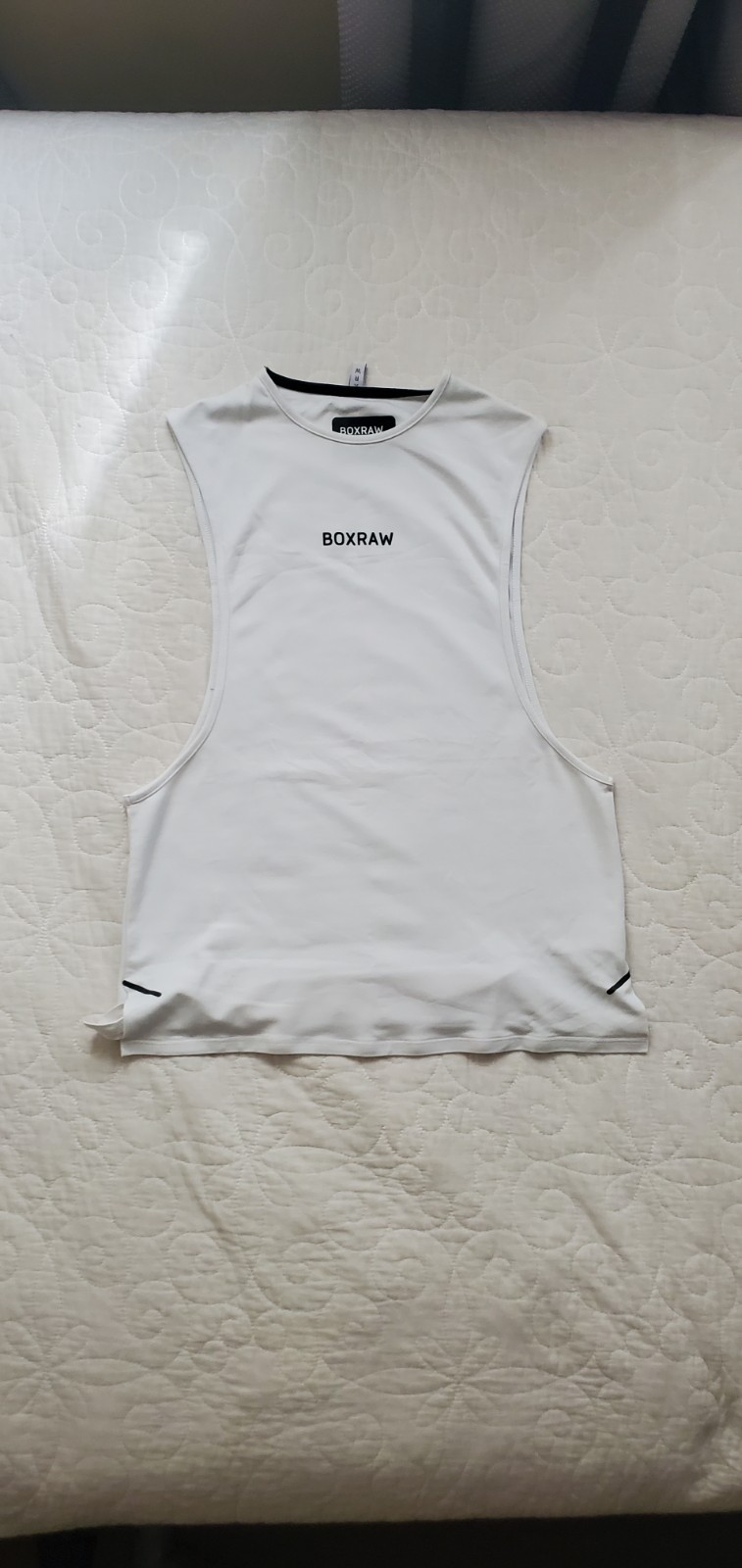 BOXRAW Men’s White Logo Breathable Crew Neck Tank Top M Gym Training