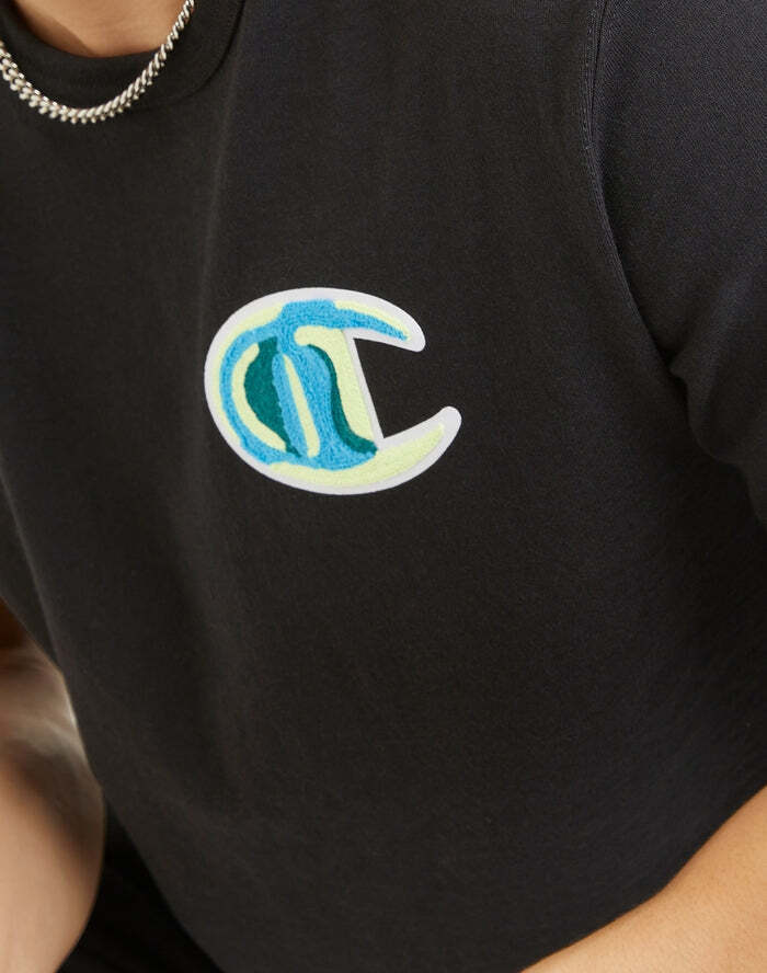Champion Men’s Chain Stitched C Heritage Tee Black GT19 5863NA BKC