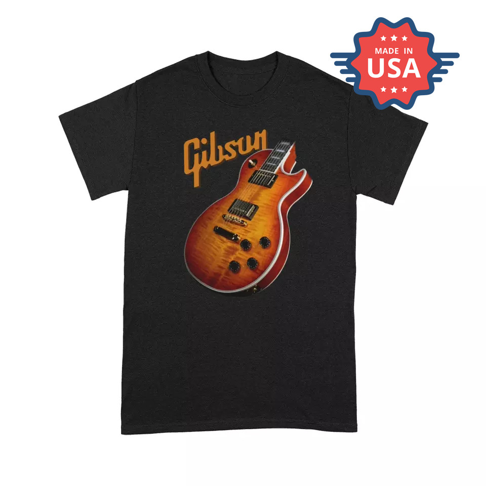 Gibson Les Paul Guitar T-shirt Unisex Cotton Black S-5XL JB4647