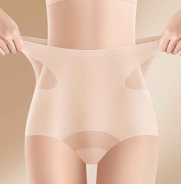 Women High waist Briefs Ice Silk Thin Tummy control Seamless Underwear 32951