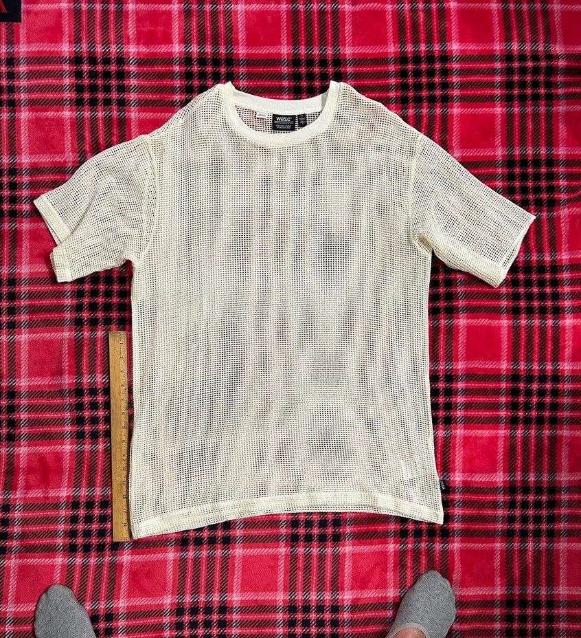 WeSC beach shirt mens large cream pullover knit mesh knitwear authentic womens