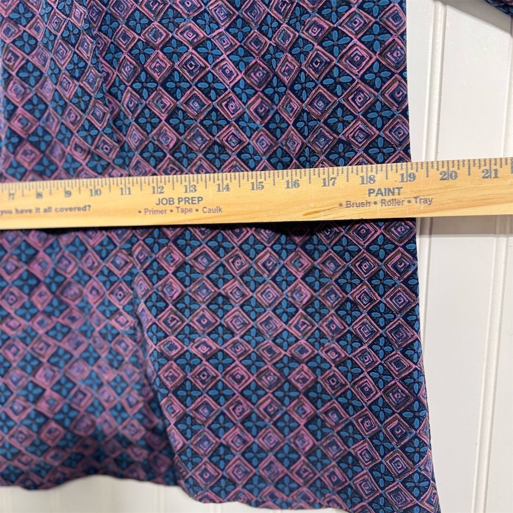 Vtg PENDLETON 10 Mock Neck Blouse Geometric Teal Purple ShoulderPads 90s Classic