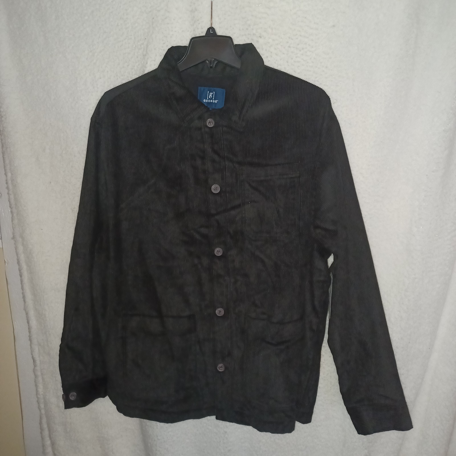 George Men’s 2XL 50-52 Corduroy Barn Button Up Jacket Black Soot (26B)
