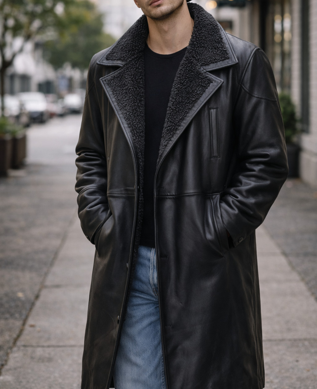 Men’s Leather Trench Coat – Blade Runner 2049 Ryan Gosling Inspired Movie Costum