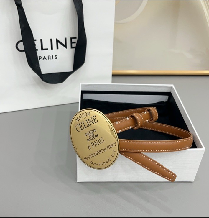 Women’s Celine Brown Leather Belt (W: 13mm/0.51in; 110 Cm