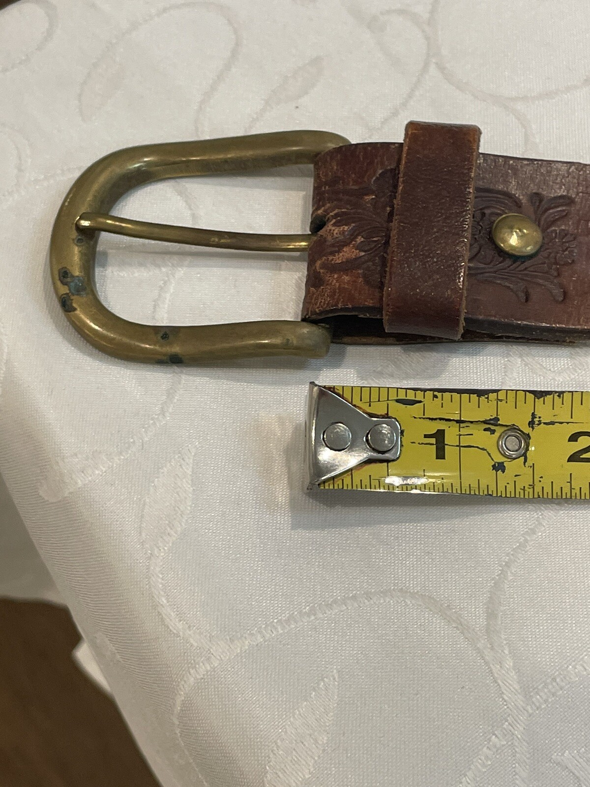 VINTAGE HAND TOOLED LEATHER BELT 41 Inches Belt Length Not Including Buckle
