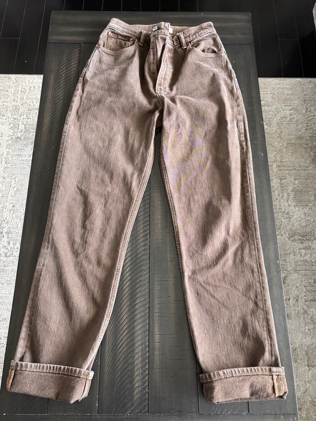 Abercrombie & Fitch ’90s Straight Ultra High Rise Brown Jeans Medium Wash 26