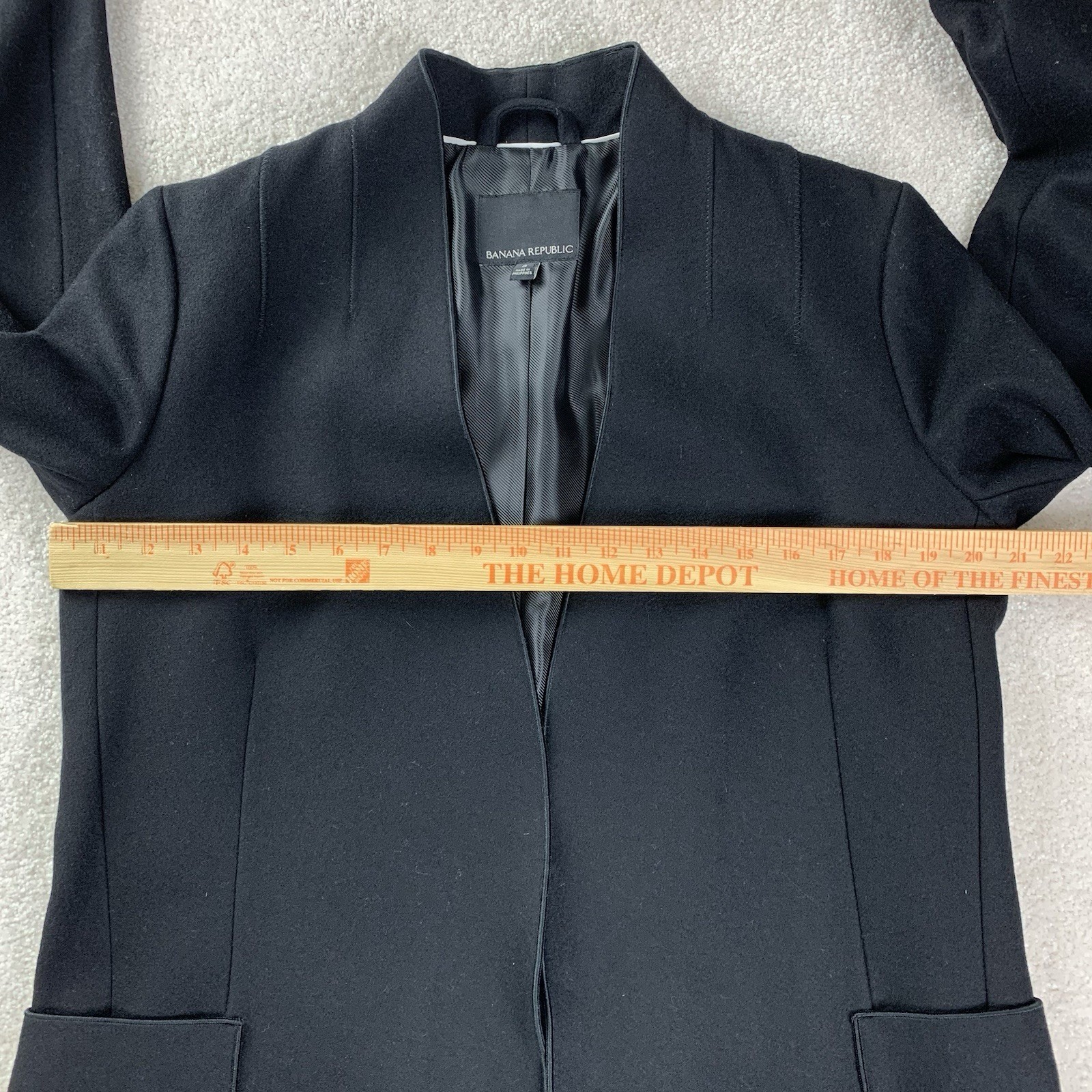 Banana Republic Coat Womens Small Black Mario Bellucci Italian Wool Blend Open